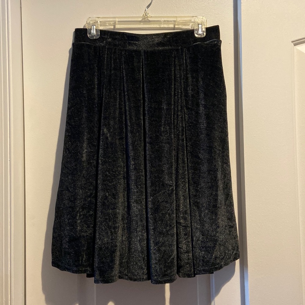 Black velvet midi skirt